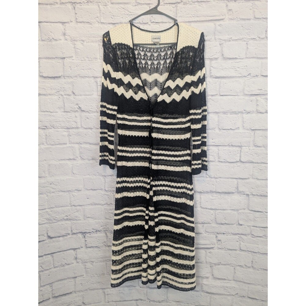 Chicos Crochet Duster cardigan‎ size 1(8) Geometric